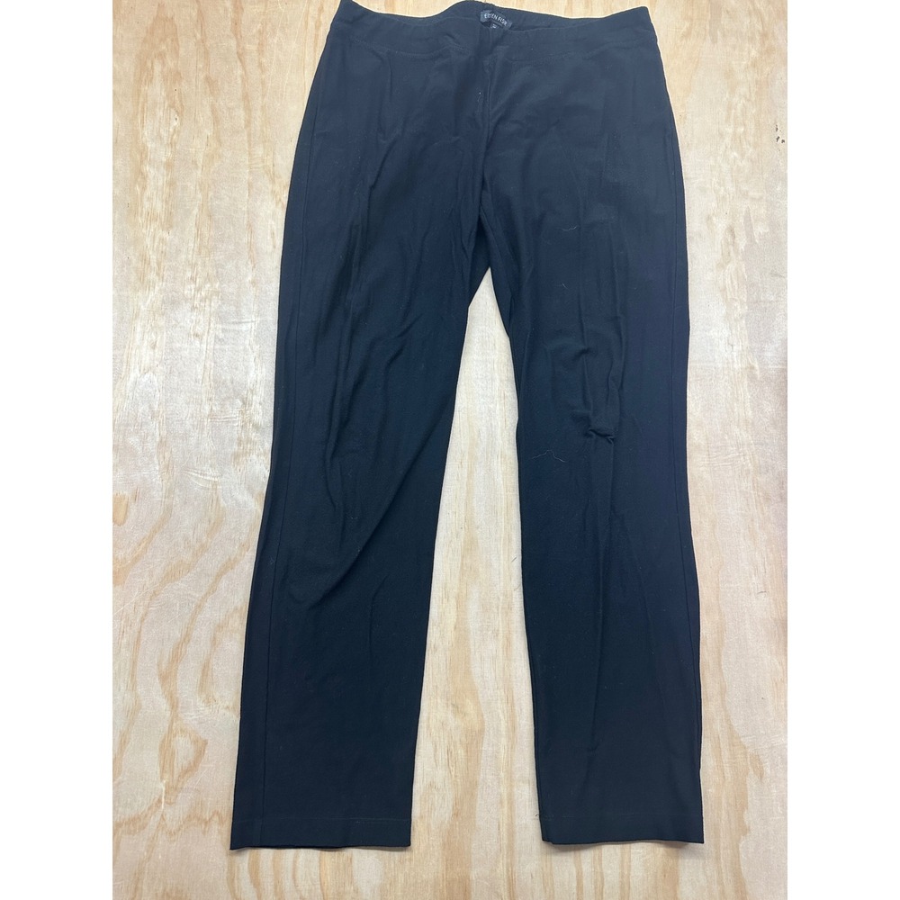 Eileen Fisher Black Viscose Stretch Jersey Straight Leg Pull On Pants Womens M